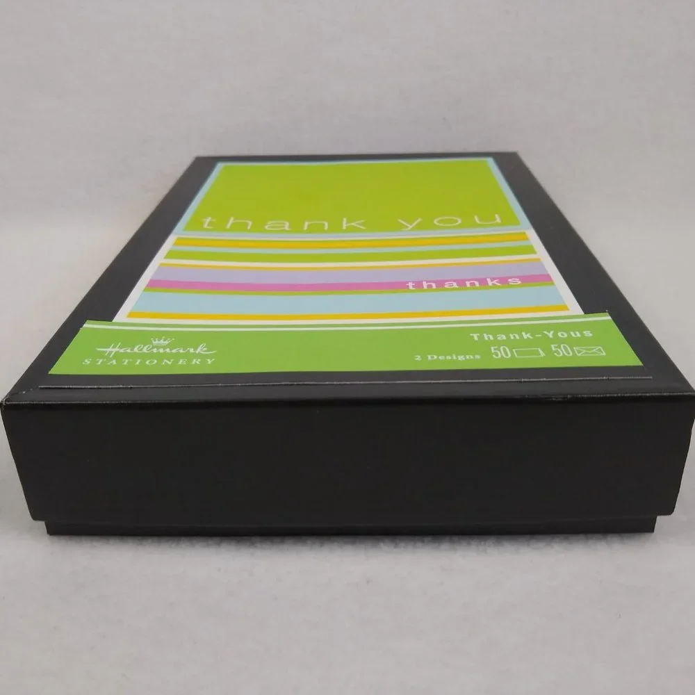 Hallmark Stationery Thank You Cards 2 Designs 50 Count with Envelopes Green NEW